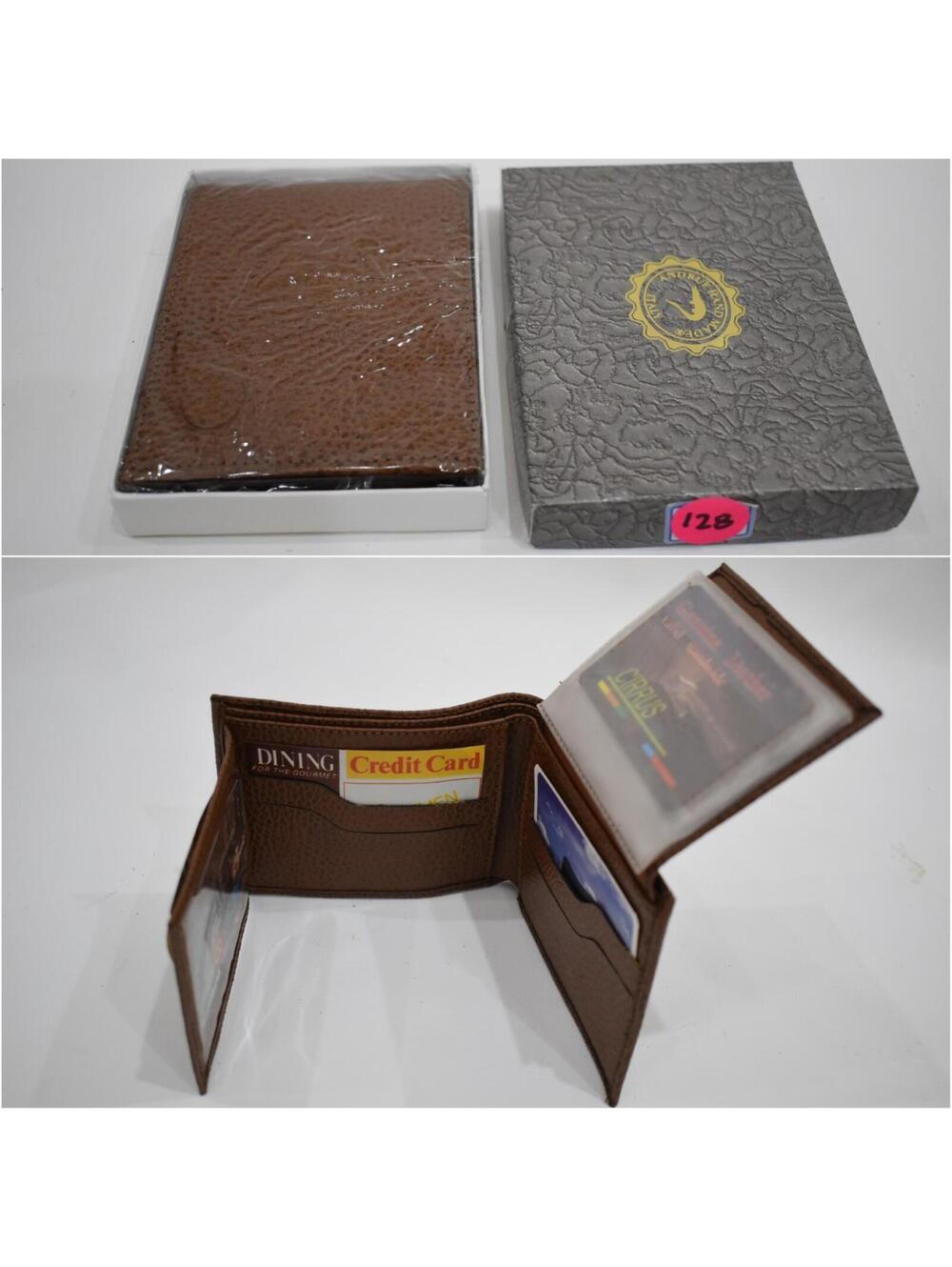 Andrue Handmade Italian Leather Crocodile Pressed Men Male Bifold Wallet 128